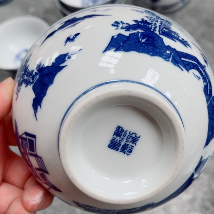 青花玲珑5.5寸饭碗梧桐