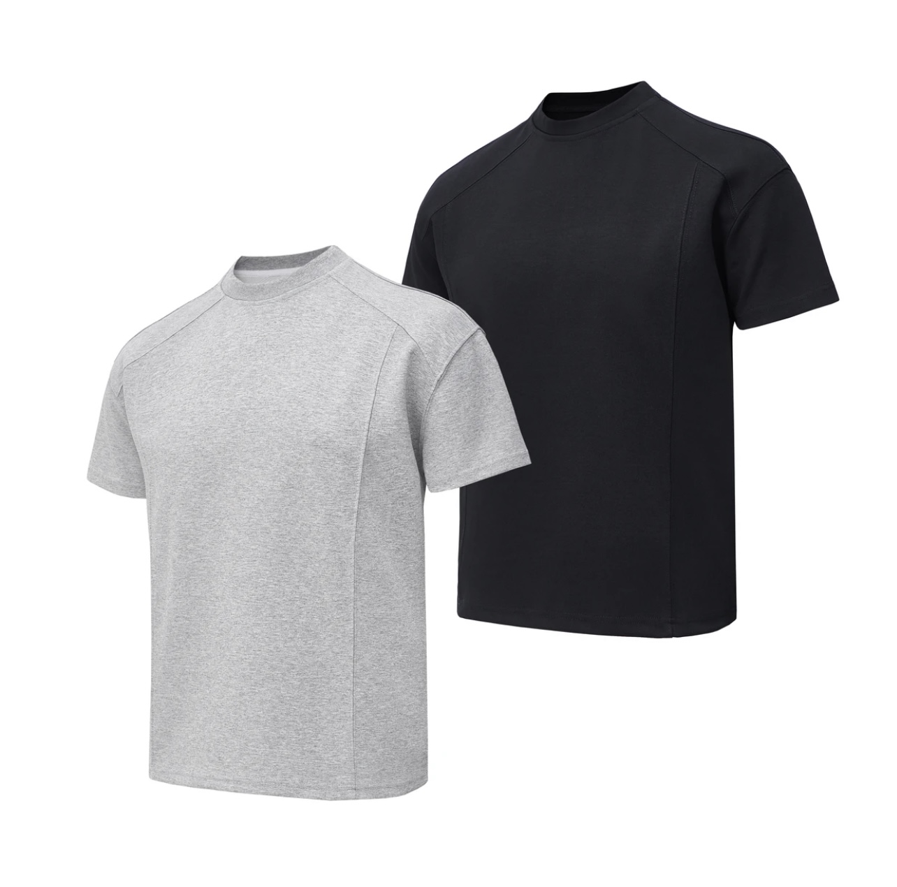 夏季正肩太空棉T恤显肩宽百搭运动重磅收口袖情侣短袖