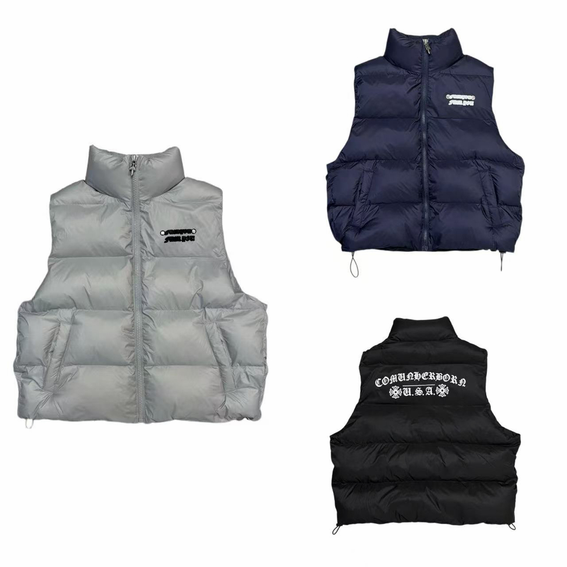 [MY]黑灰蓝三色立领十字梵文休闲加棉拉链休闲儿童马甲（马甲神器）