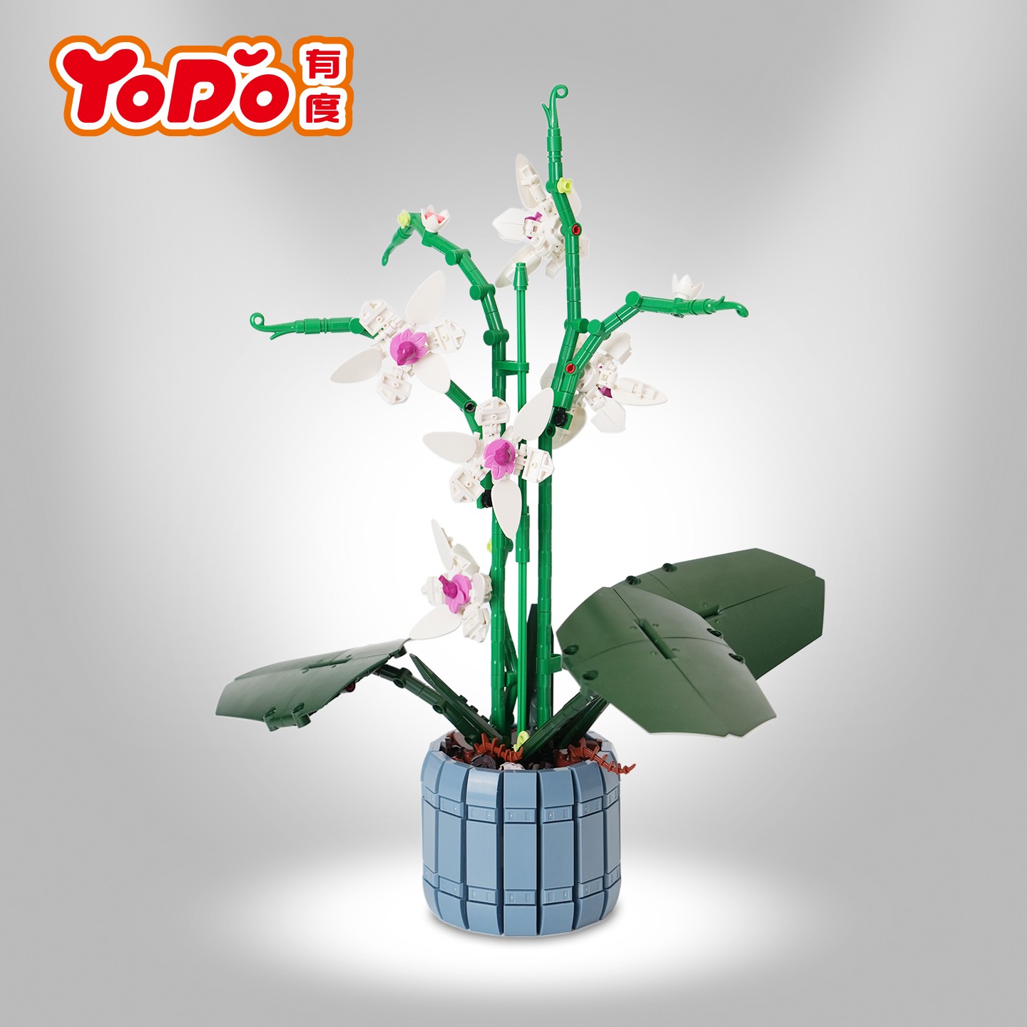 DIY小颗粒积木花束盆栽可拼装莲瓣兰适合家居客厅摆件