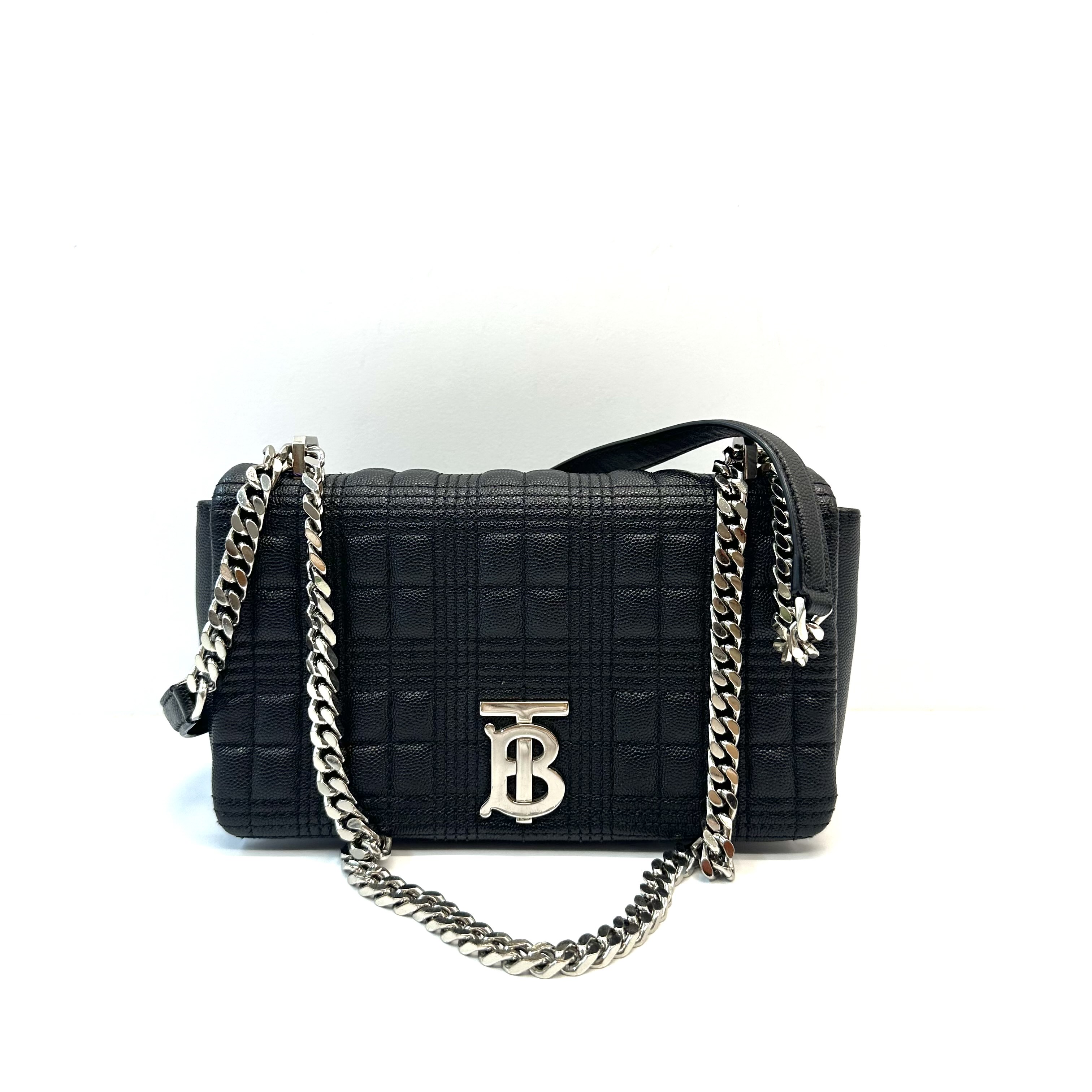 95新 BURBERRY/博柏利 98新 LOla萝拉包 /黑色单肩链条包 小号