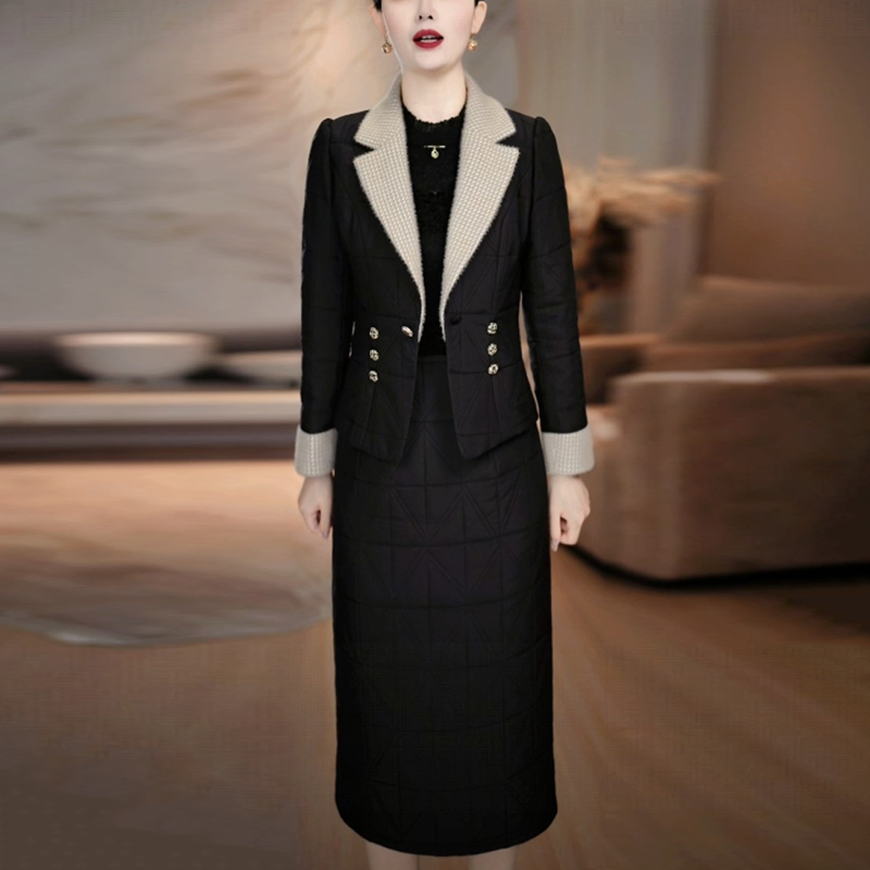 女士加棉保暖连衣裙两件套冬季新款2025爆款韩版时尚洋气套装裙子