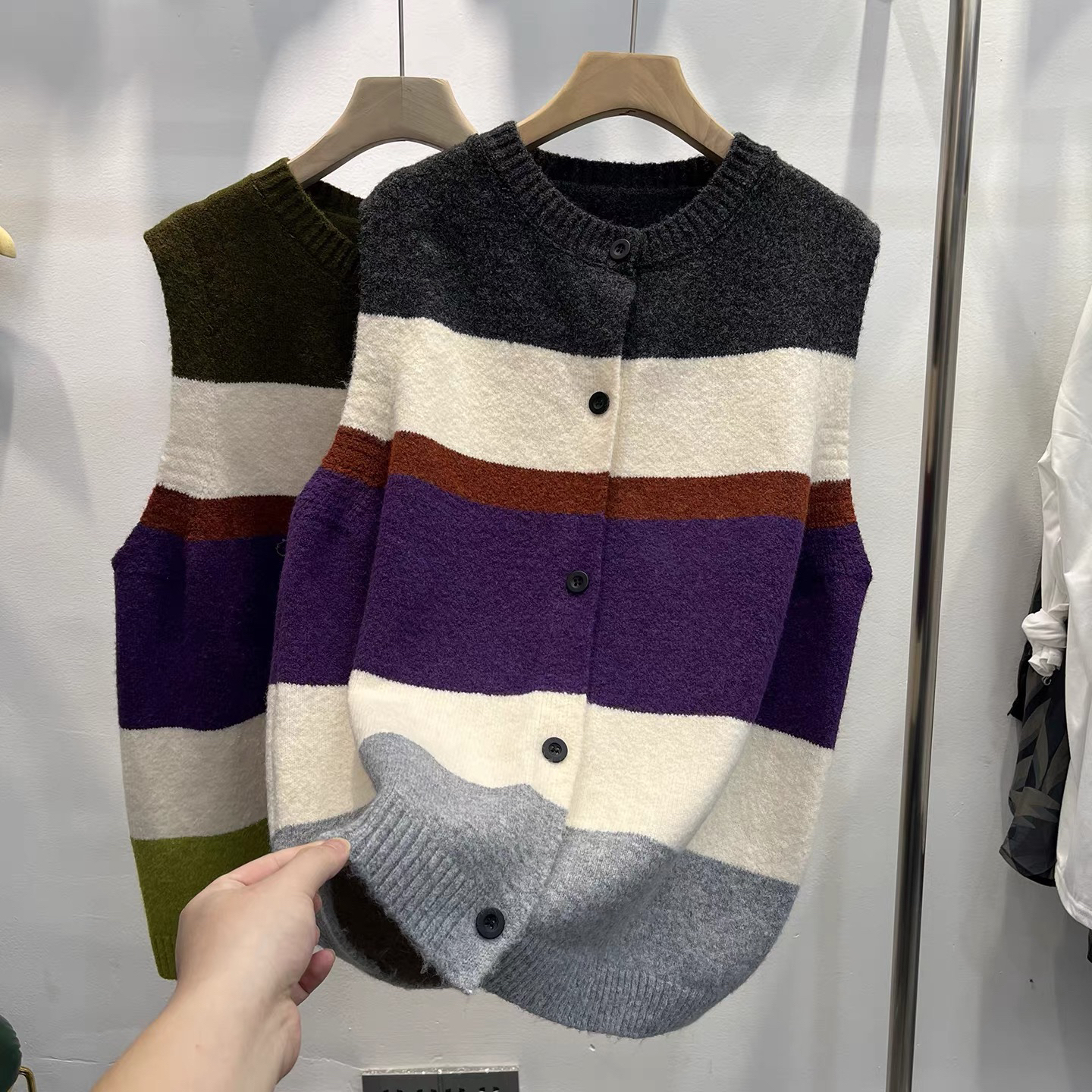 女士中长款拼色背心马甲