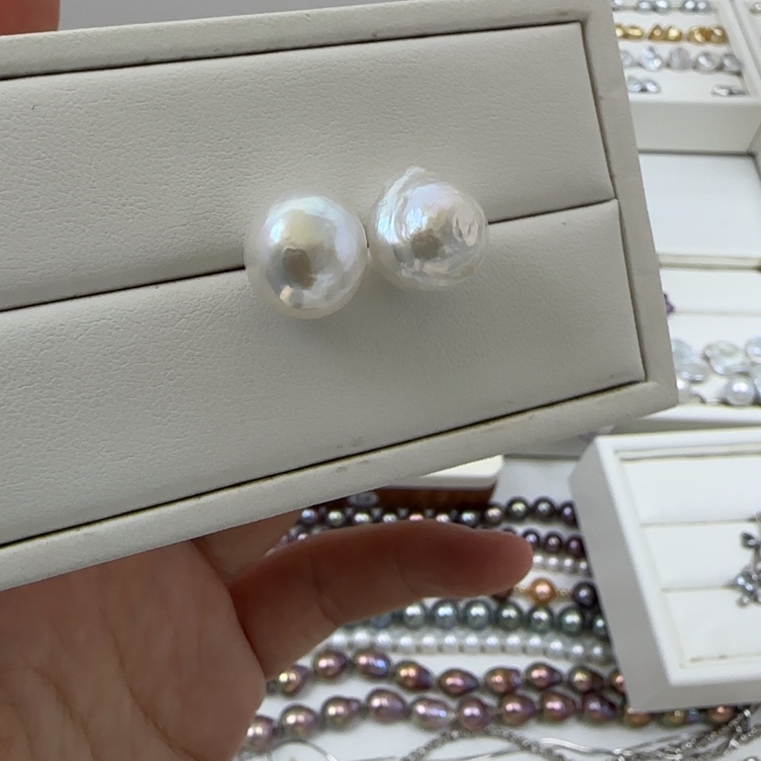 淡水珍珠耳饰银S925镶嵌