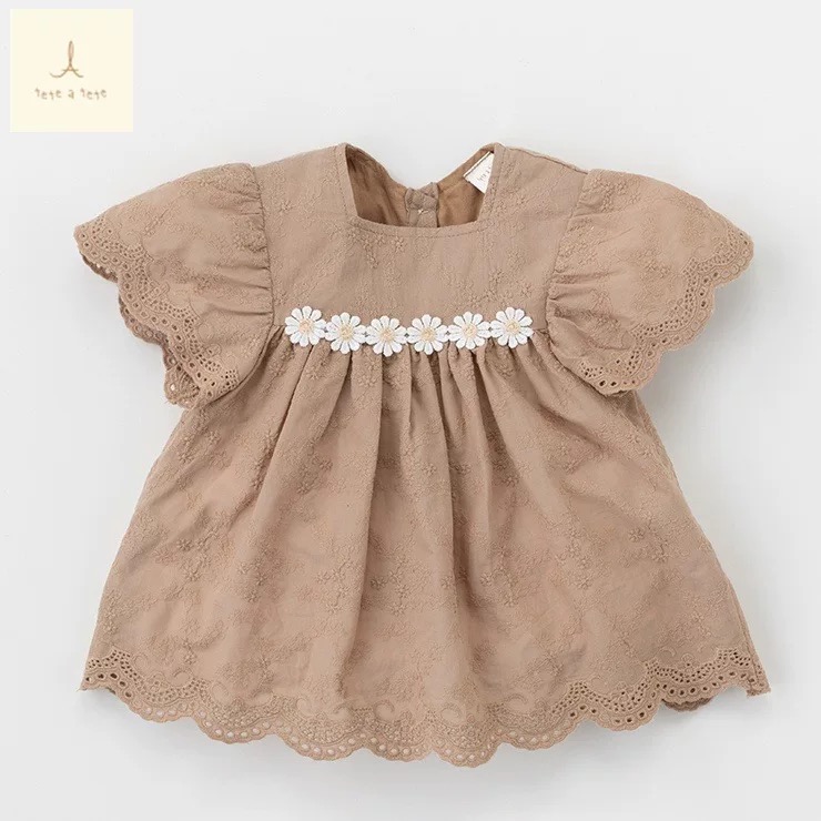 女童女宝futa tete 小木马童装全棉飞袖无袖短袖裙摆洋装半身裙