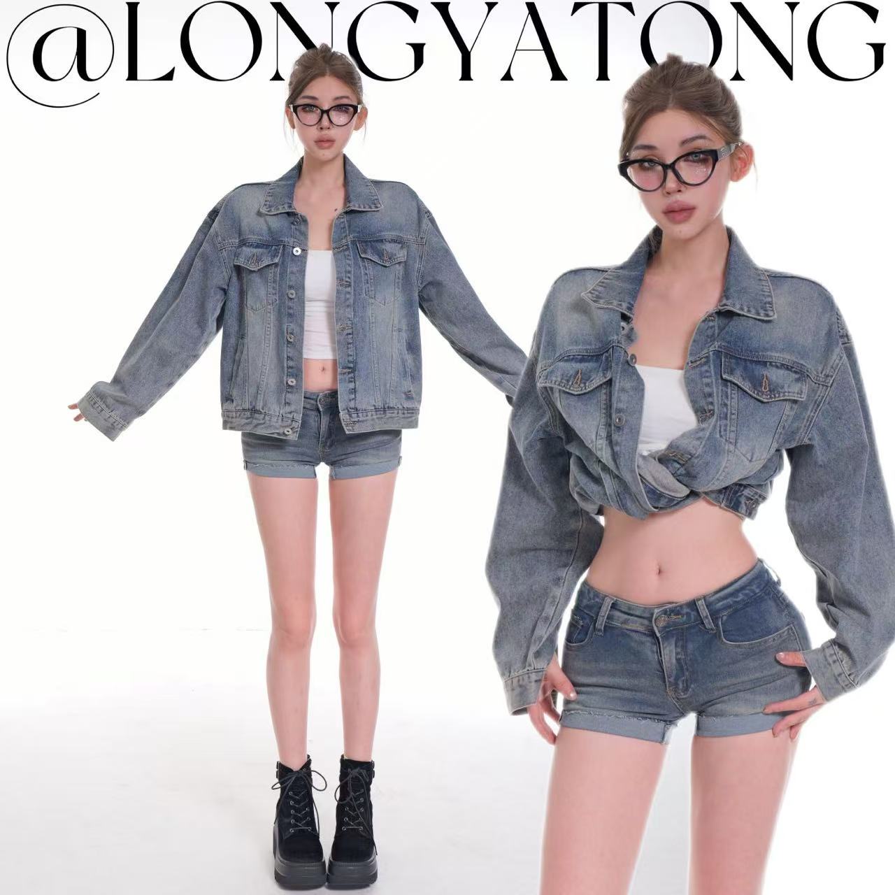 龙牙童推荐【港式牛仔】网红古早港风外套短款时尚休闲百搭复古重工