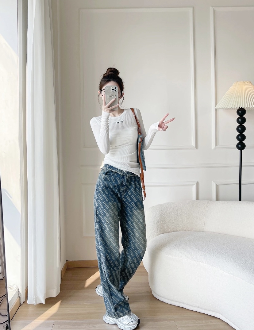 【May专属】纯欲辣妹女装（下单记得备注编码！！）牛仔裤女款阔腿裤