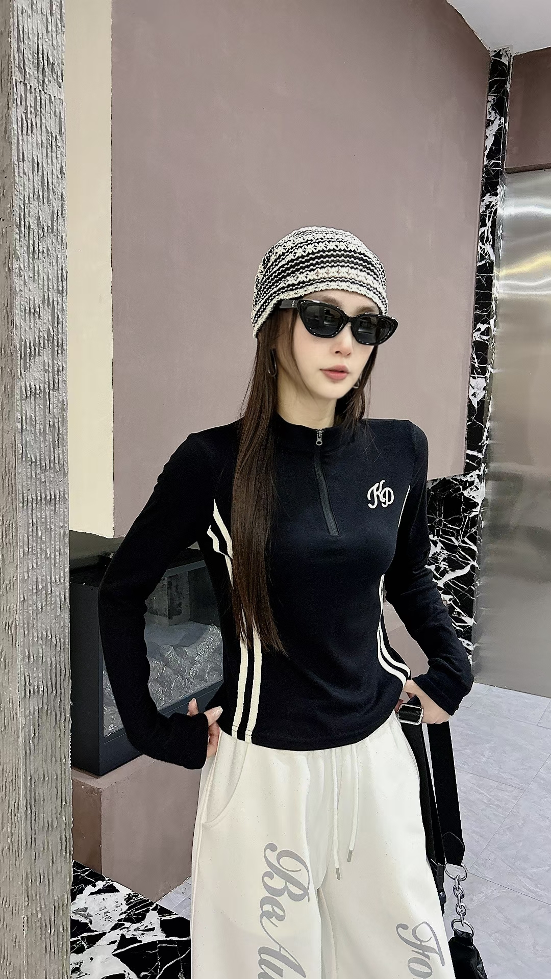 Y2503德绒双面绒拉链长袖T恤厚款上衣