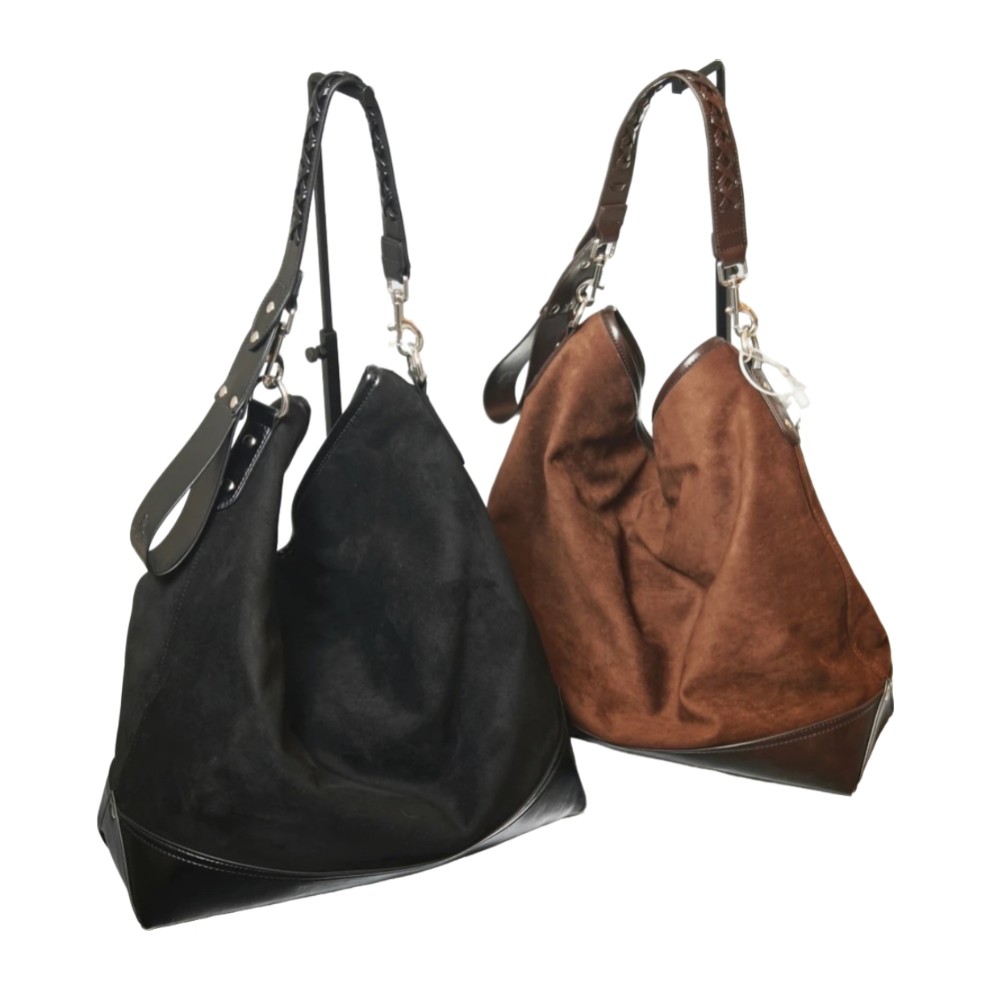 [702]25FW顶版黑色巧克力棕麂皮托特hobo·Pibag