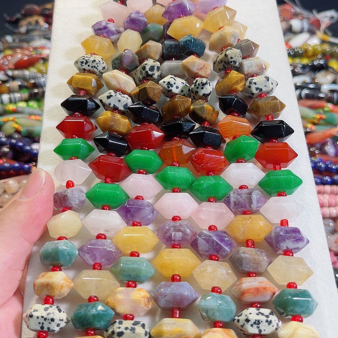 玛瑙/玉髓未镶嵌珠宝半成品多宝双尖一条20颗10x20mm