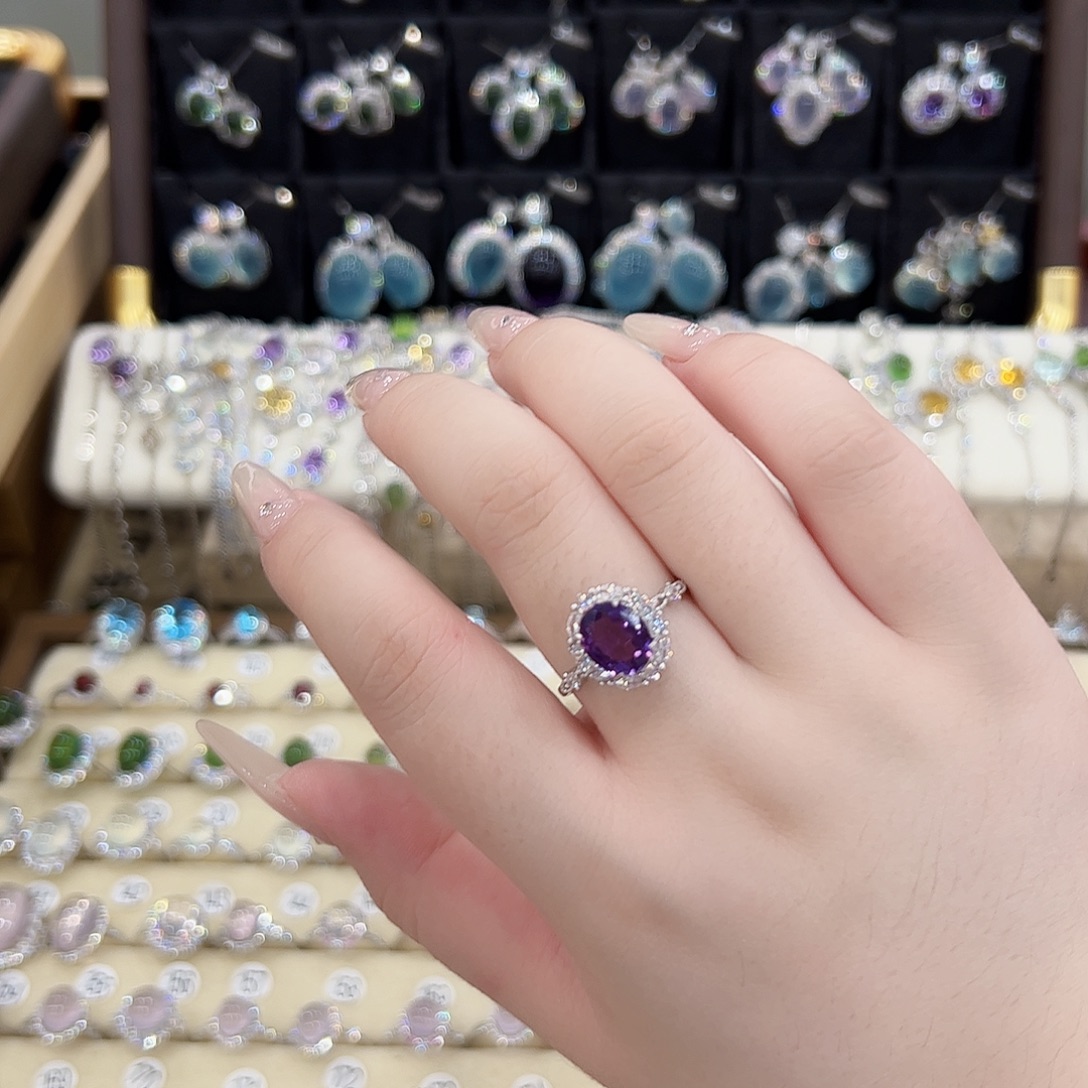 银S925镶嵌戒指水晶