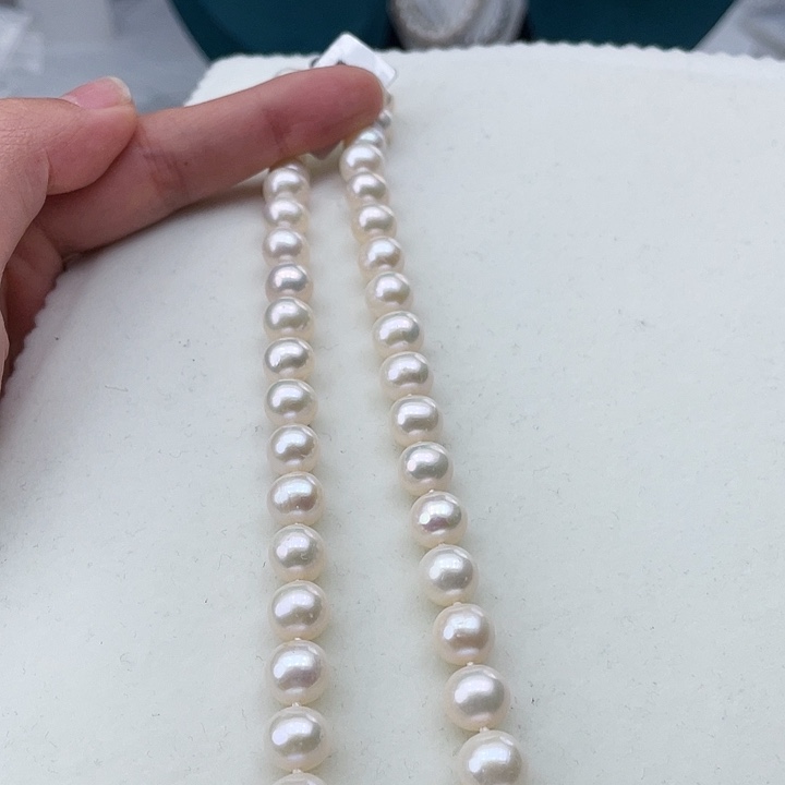 淡水珍珠颈饰银S925镶嵌卡9极光炫彩高品