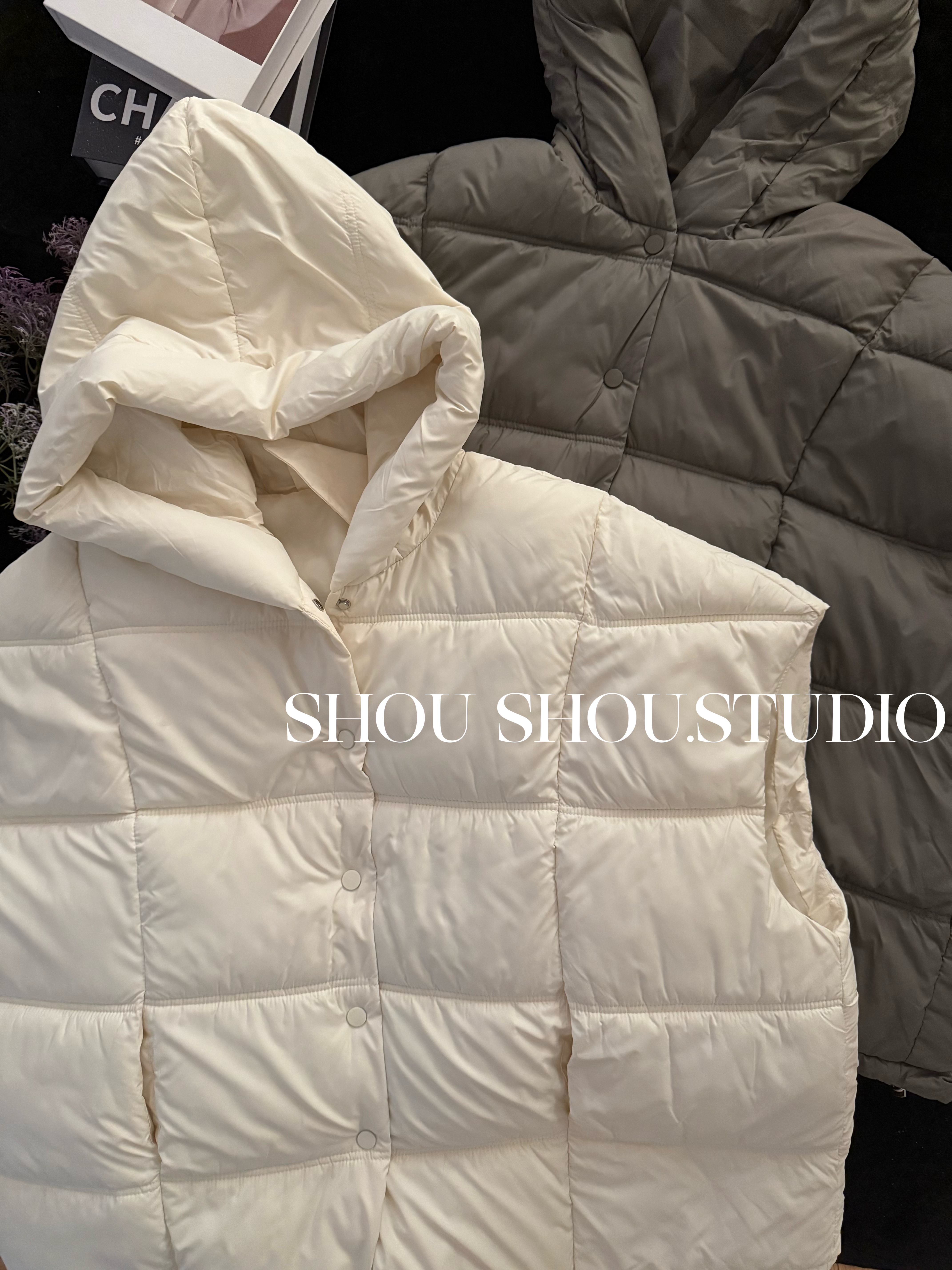 【瘦瘦】大码连帽无袖保暖宽松加厚百搭休闲棉马甲外穿外套S02087