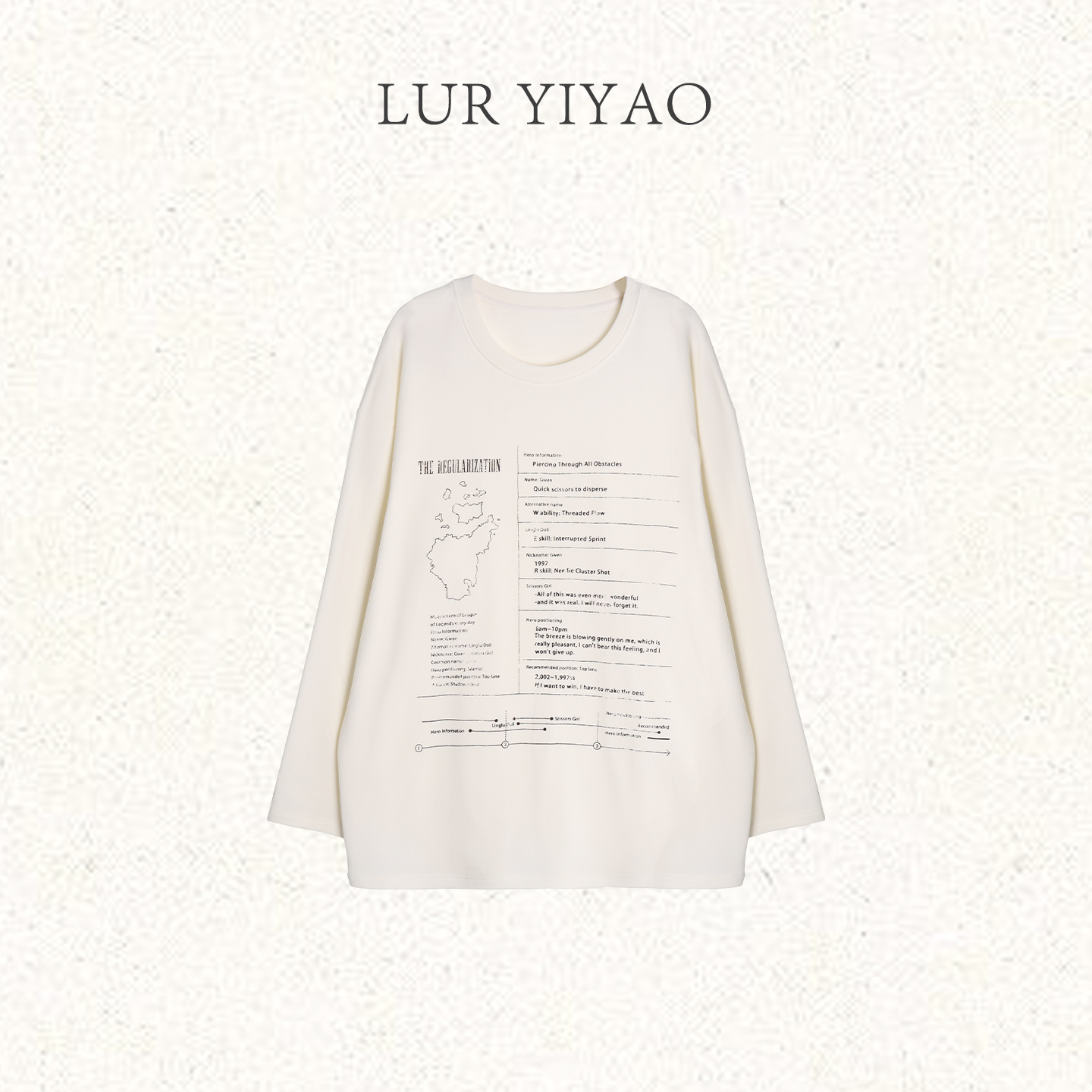 L'U'R/YI'YAO【字母小姐】秋冬款字母印花宽松休闲内搭打底T恤11091