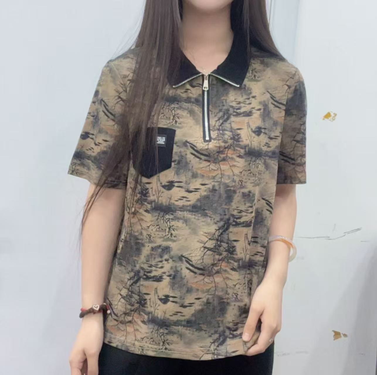 607翻领半拉链半袖-LZ