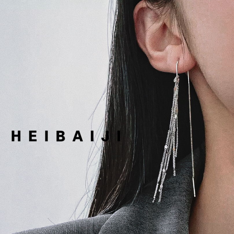 925银耳饰 听风 通体s925银亮片流苏耳线