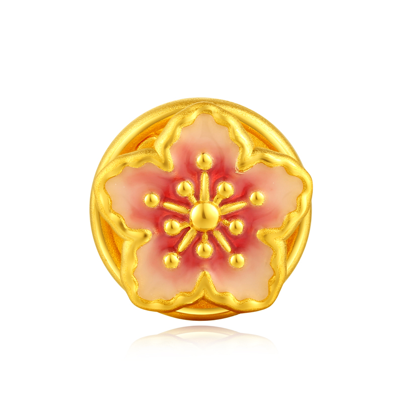 【六桂福珠宝】集福记烧蓝海棠花樱花桃花幸运花通孔隔珠背云顶珠