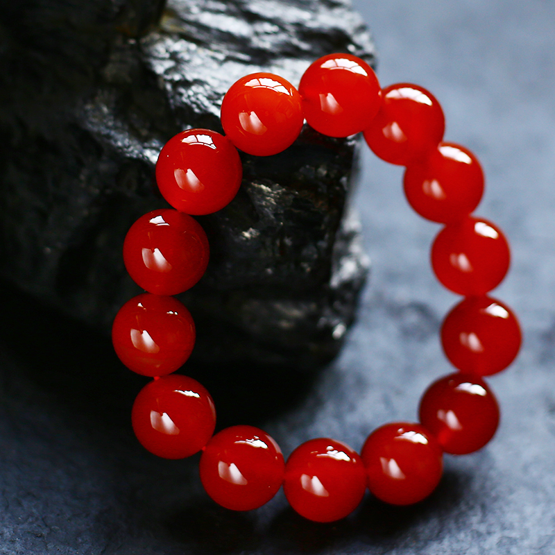 【玉玲珑珠宝】精美玉石红红火火气质玉髓手串【证书+礼盒】(JR03845)