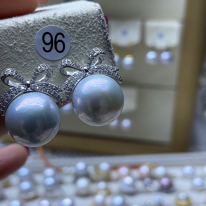 淡水珍珠耳饰银S925镶嵌