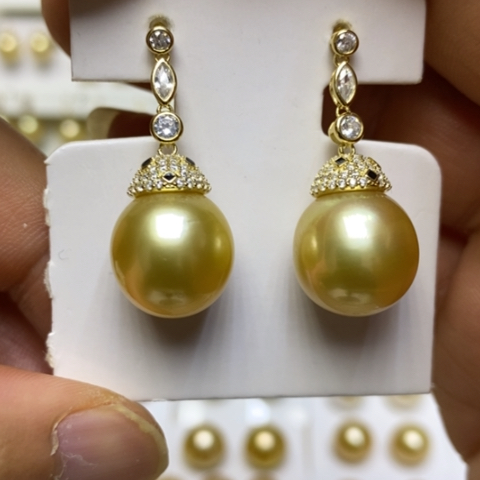 银S925镶嵌海水珍珠耳饰