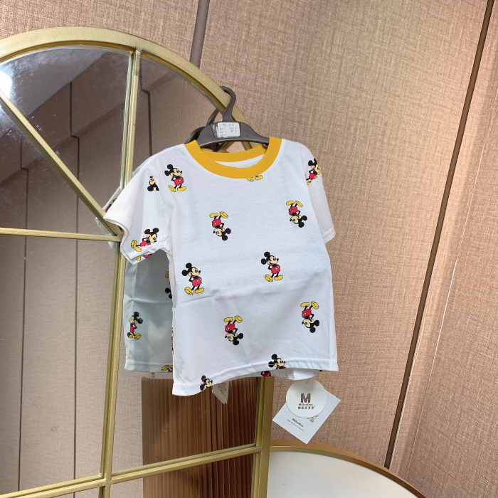 AL221   宝宝黄色满印卡通纯棉短袖T恤