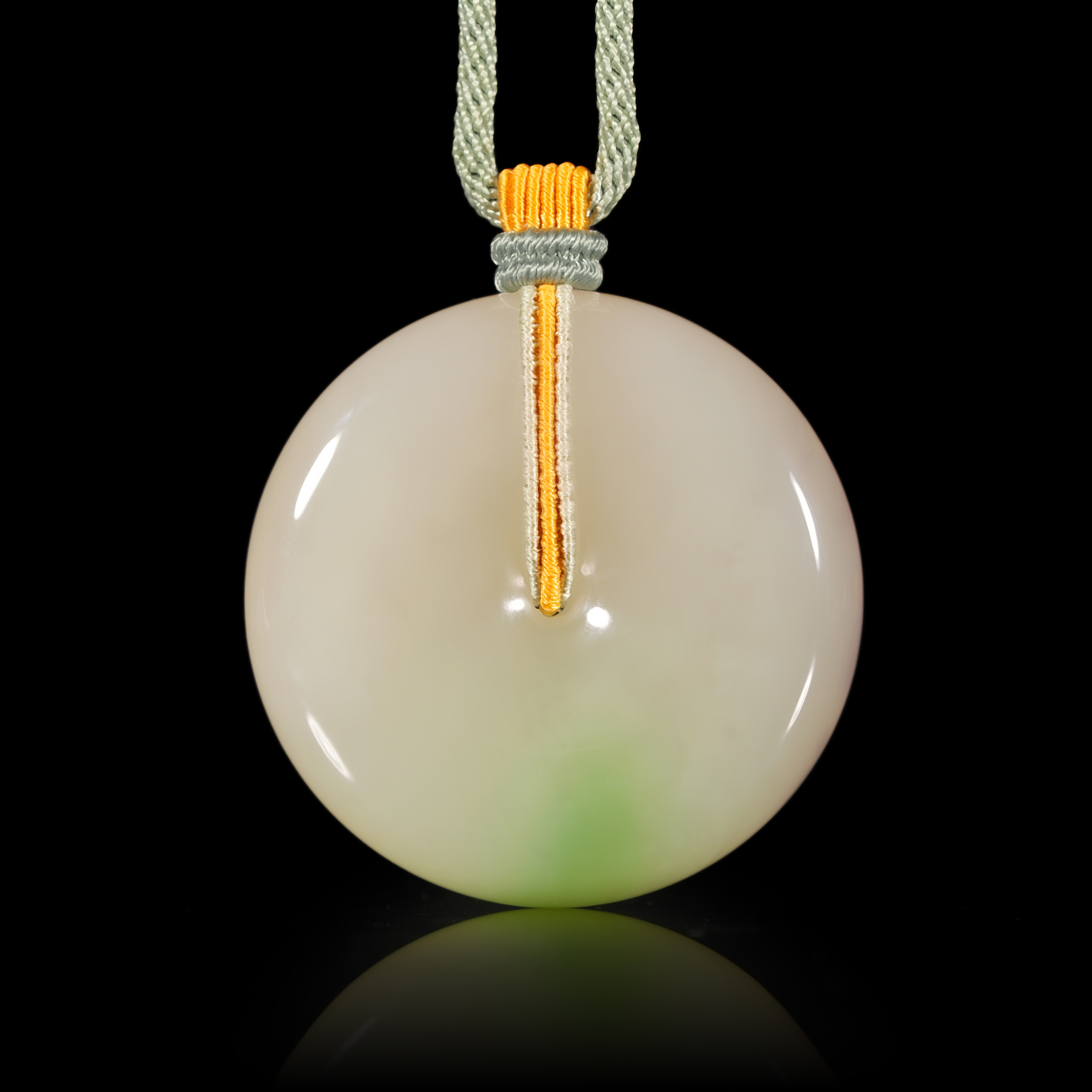 传世级 和田玉青海翠青一口翠三色起冰胶平安扣 45*11mm± H122729