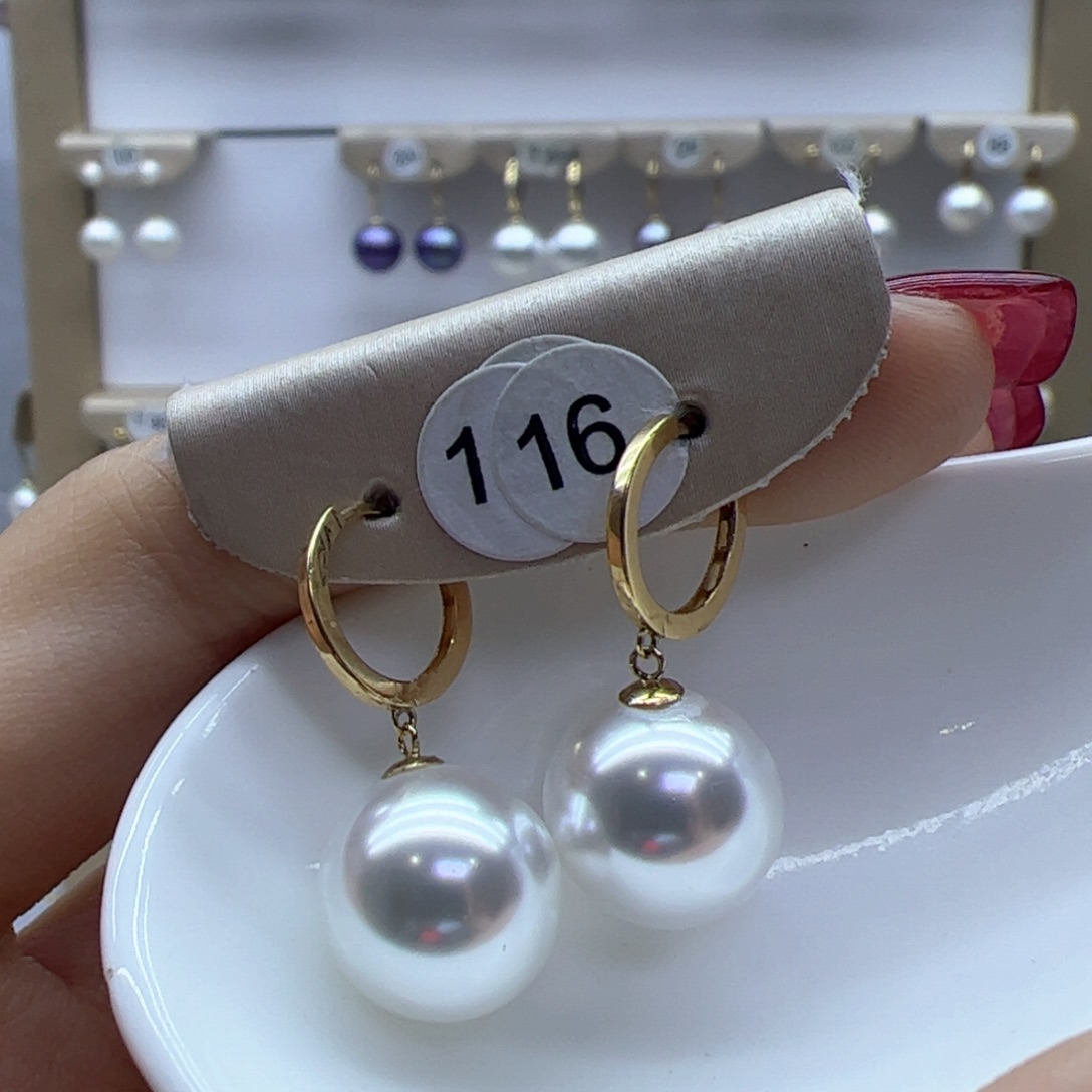 淡水珍珠耳饰18K金镶嵌