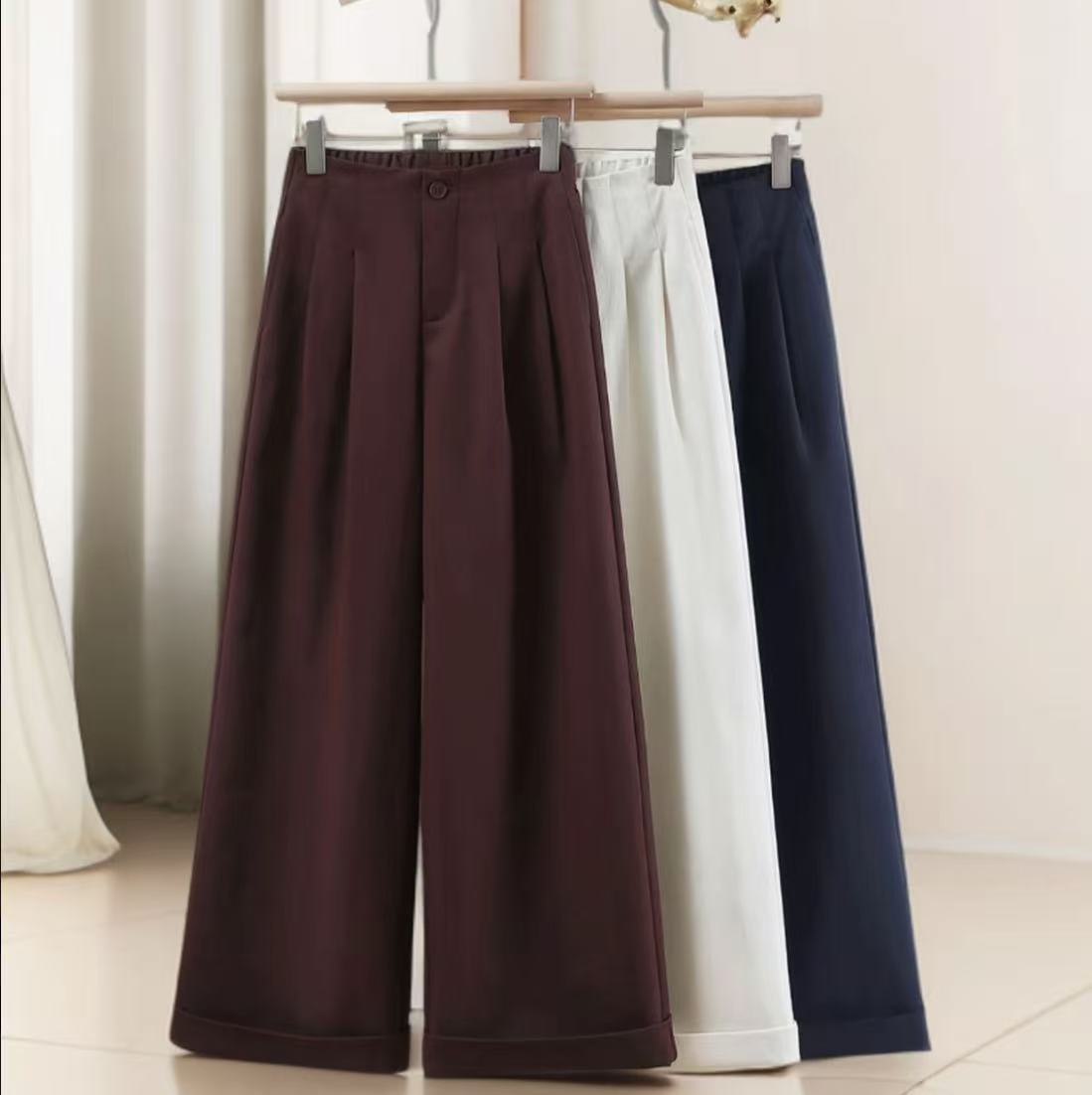 钛金棉2025秋季女直筒阔腿裤爆款裤子宽松休闲裤显瘦高腰裤