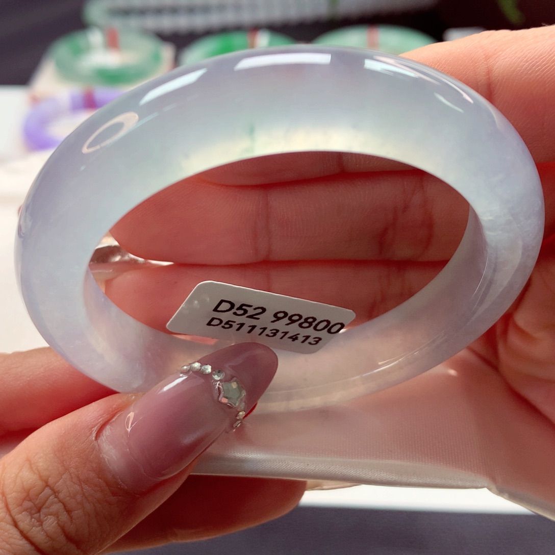 未镶嵌手镯翡翠白**蓝正圈分单66