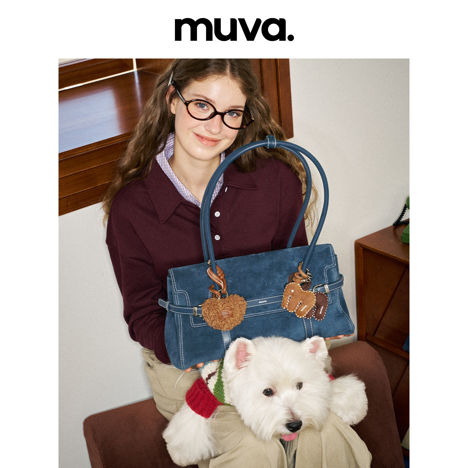 MUVA英伦风袢带牛皮大容量通勤包包女式2025新款单肩包10.17新品