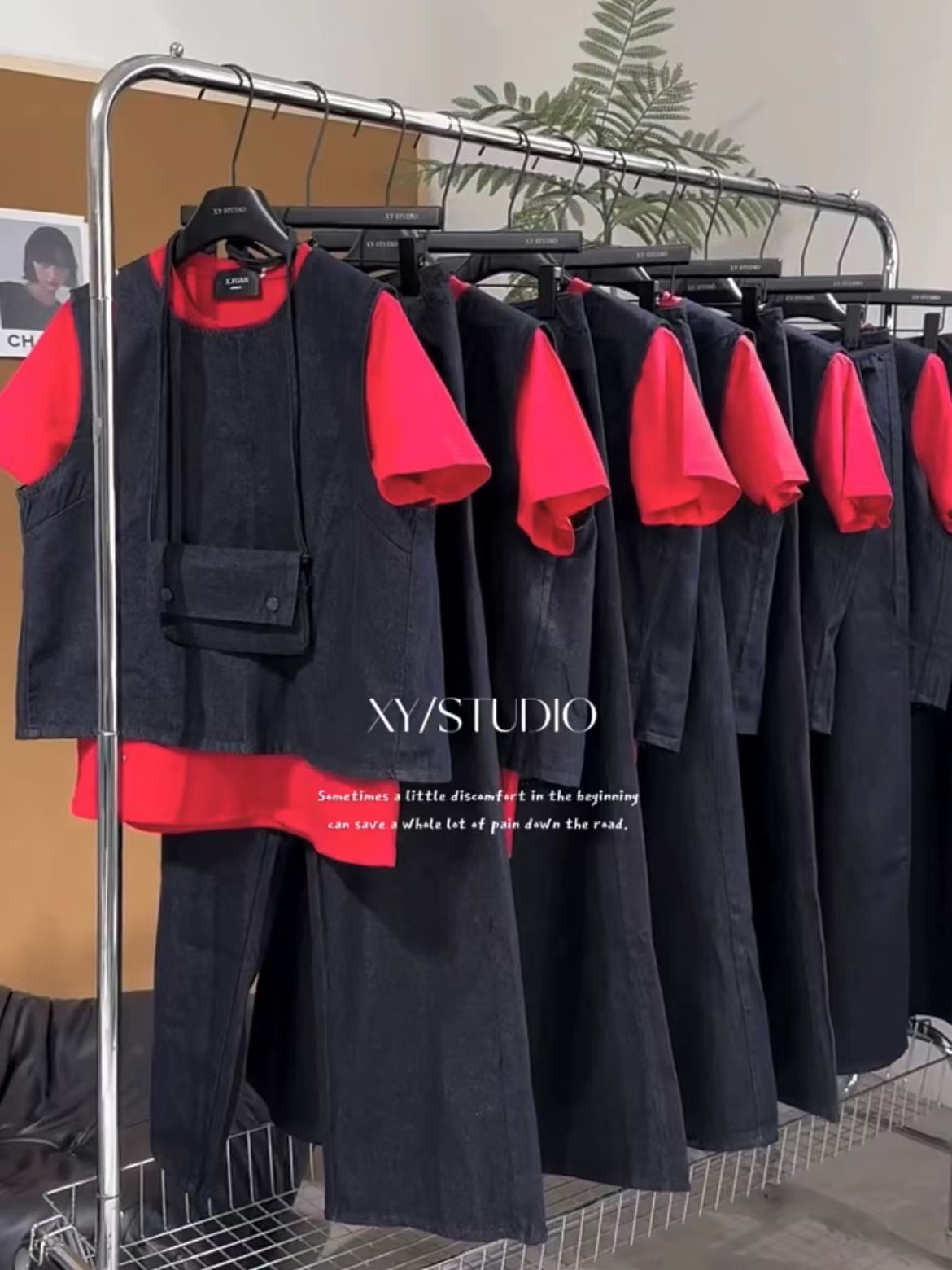 牛仔裤子马甲短袖套装简约气质显瘦穿搭夏季女装