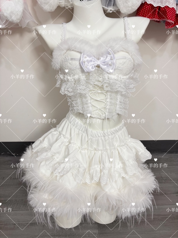 原创手作纯欲风格鱼骨胸衣短款蓬蓬裙套装时尚少女