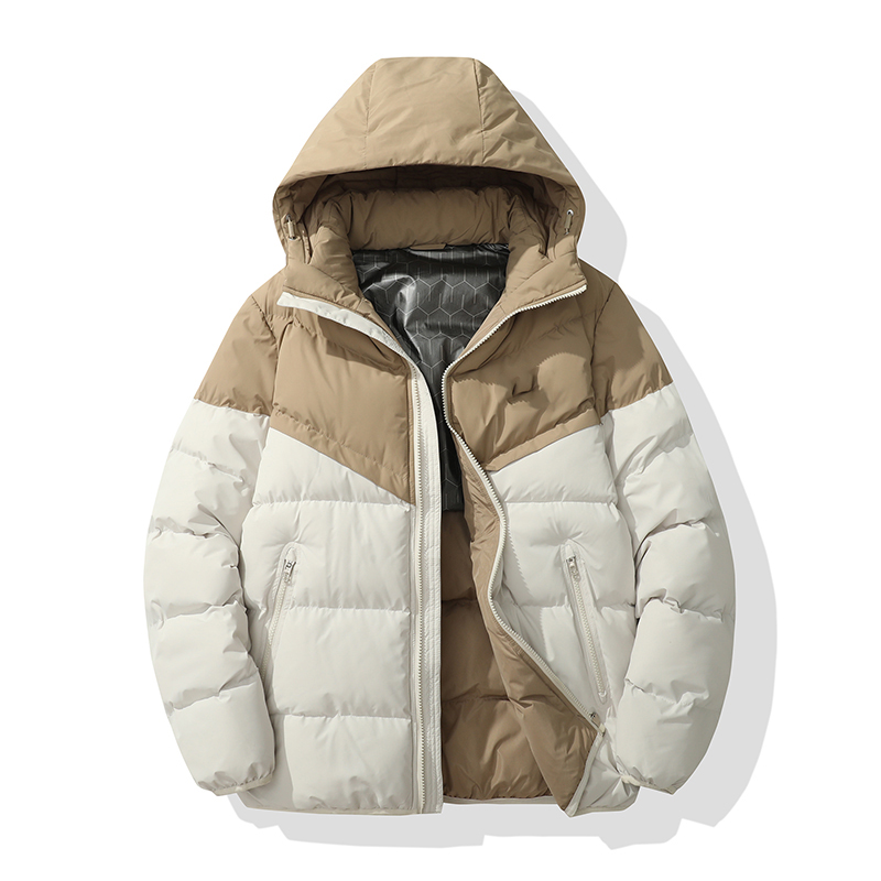 冬季休闲户外运动棉服保暖舒适撞色拼接连帽