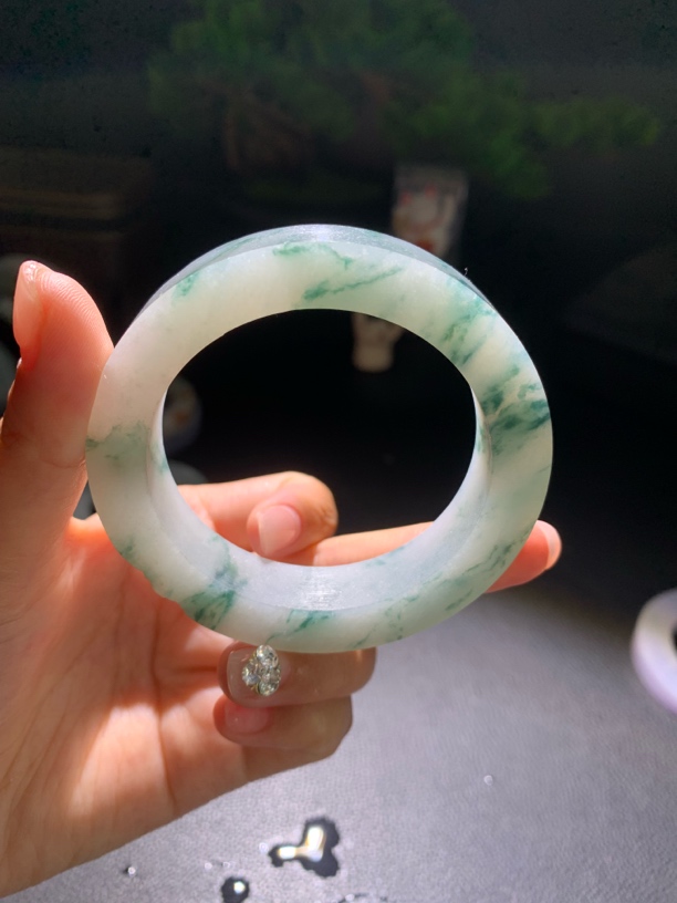 天然A货翡翠（冰飘花）翡翠手镯