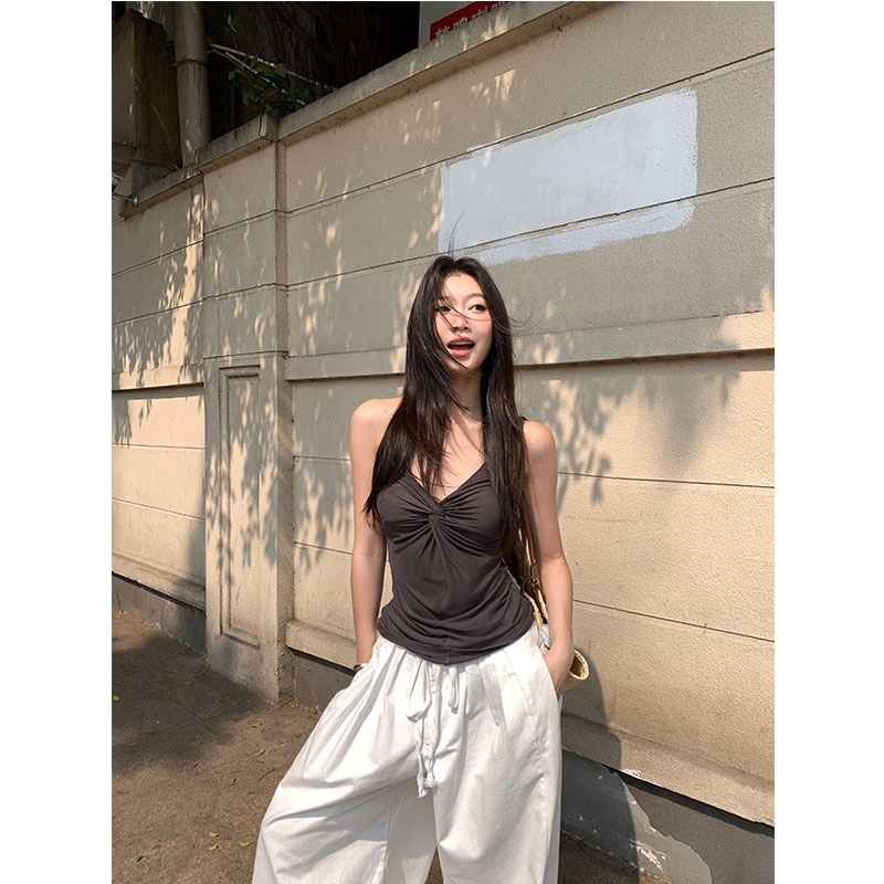 withmin凉皮 度假穿搭 韩版辣妹显瘦欧若风吊带背心上衣【2522282】