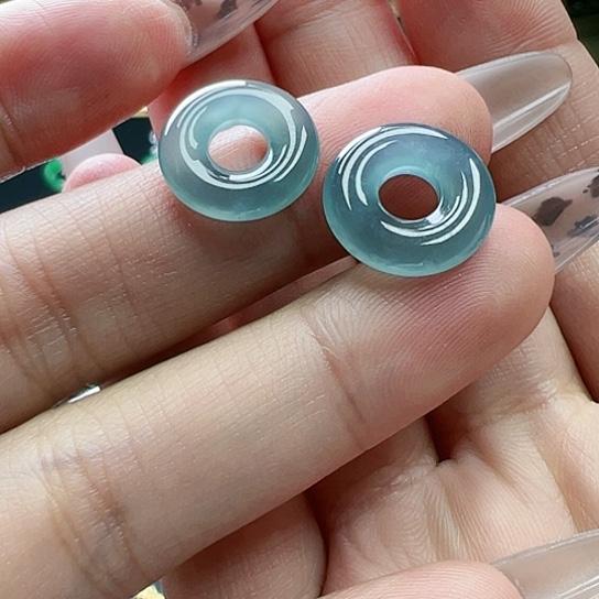 翡翠耳饰未镶嵌天然缅甸A货翡翠