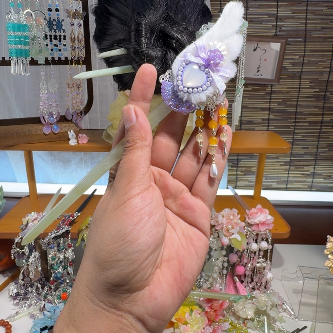 蛇纹石玉合金发饰