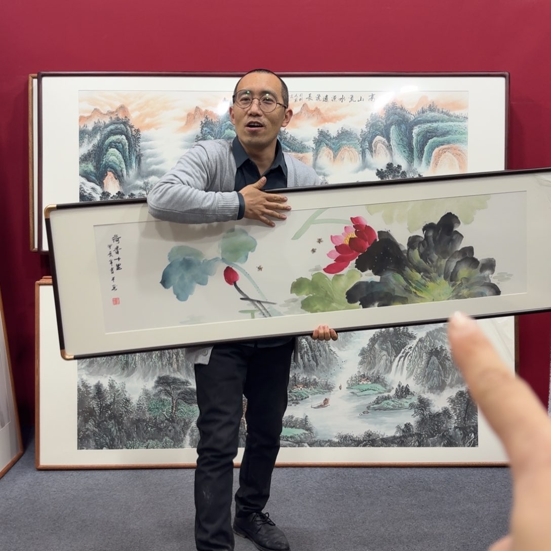 国画手绘作品带框包邮