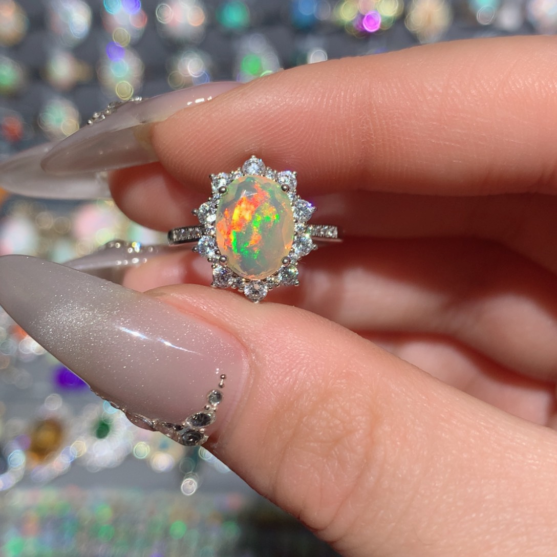 欧泊福利戒指w银S925镶嵌