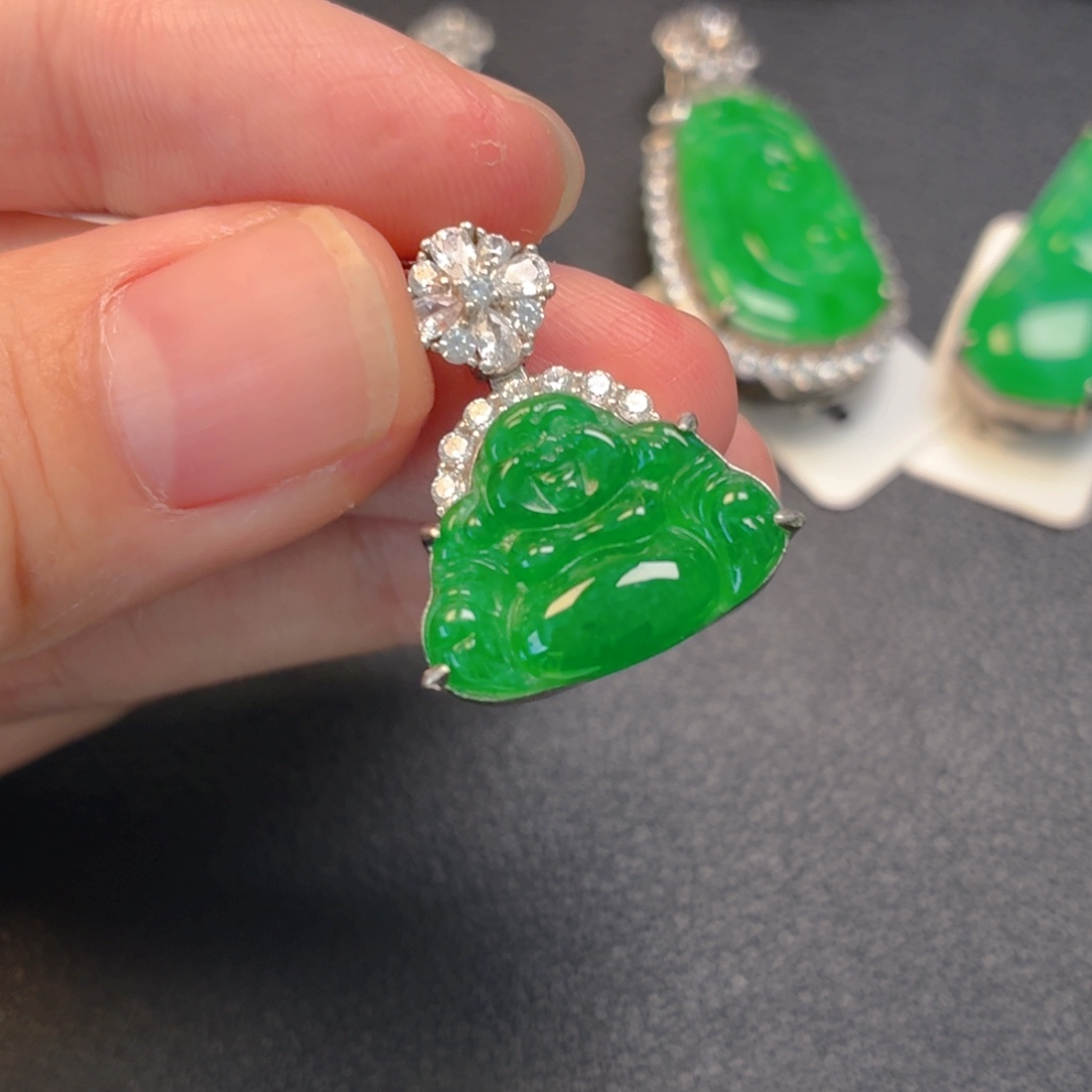 翡翠银S925镶嵌吊坠(不含链)