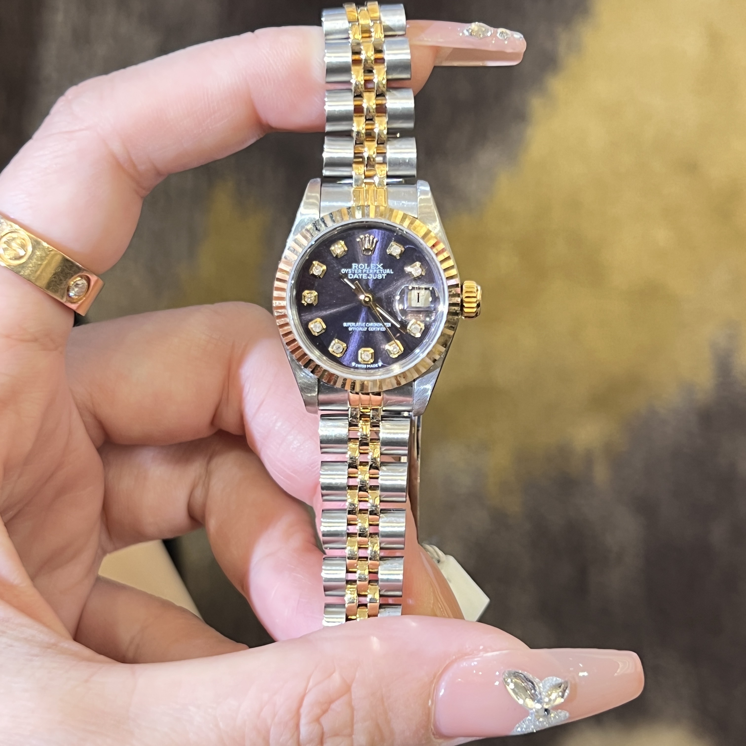 99新 Rolex/劳力士 表展女装日志型系列69173紫盘腕表/WHP032800