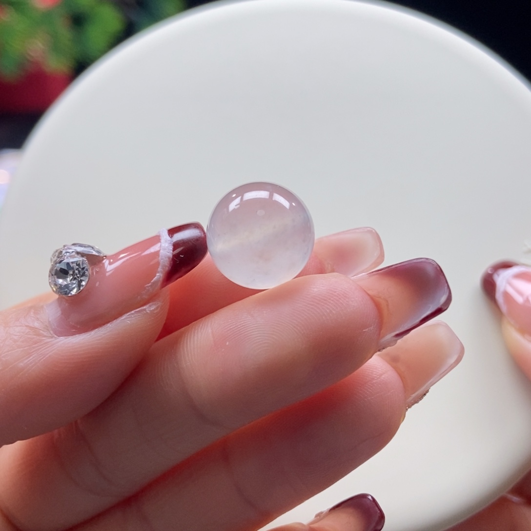 翡翠散珠翡翠高冰淡茶珠卡13.2mm