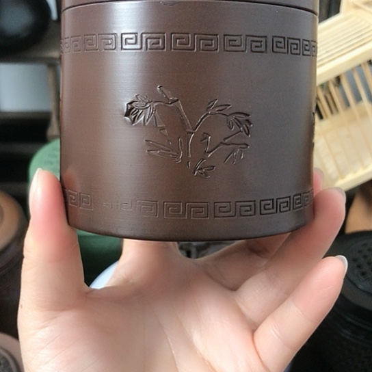 茶老一对印花老罐