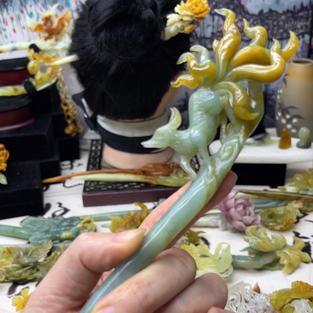 【闪购商品】蛇纹石玉发饰未镶嵌?**?