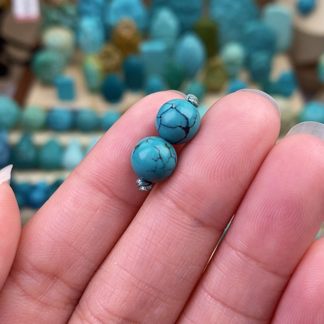 绿松石珠宝奇石未镶嵌6.6mm