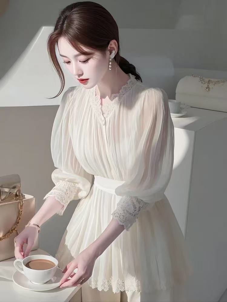 SS973超火白色雪纺衬衫女高级感轻奢减龄洋气独特漂亮超好看上衣