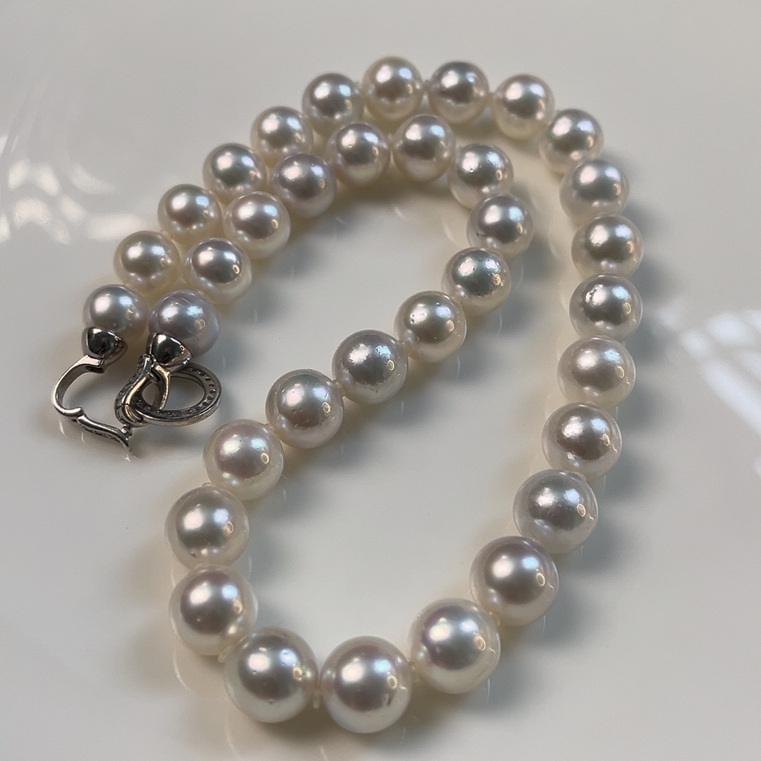 银S925镶嵌海水珍珠颈饰澳白10-12