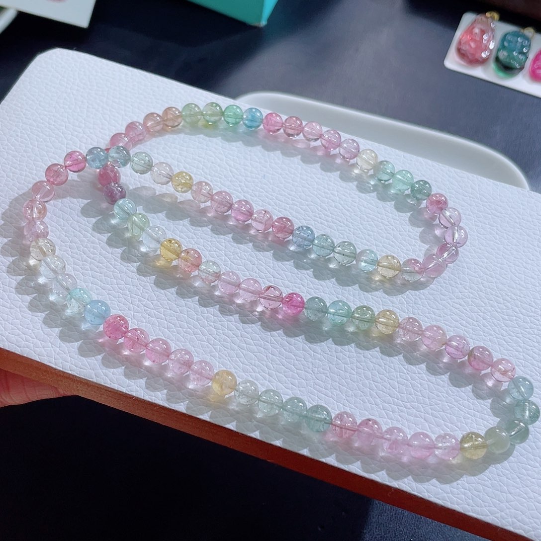 碧玺未镶嵌手链6mm左右