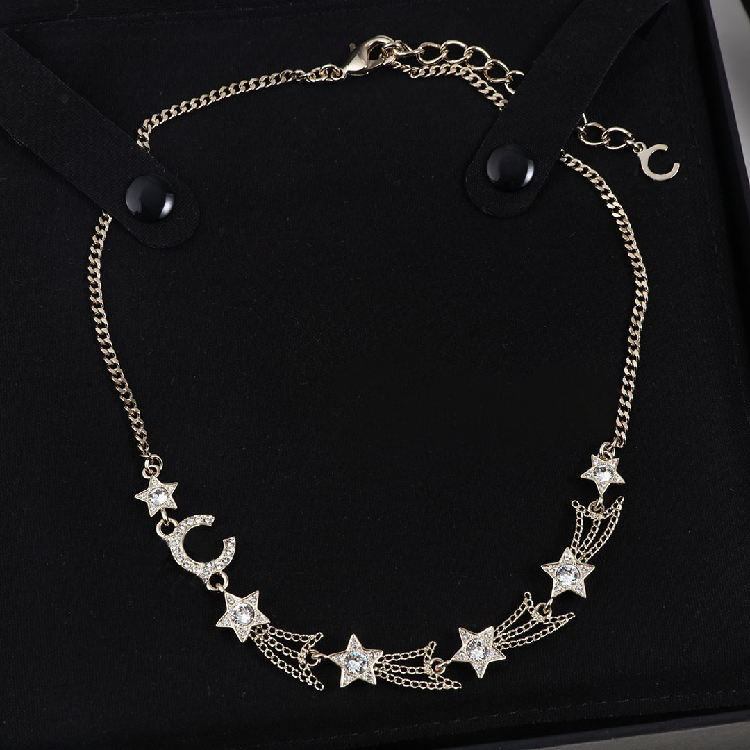 铜合金项链 25新款金色金属彗星项链