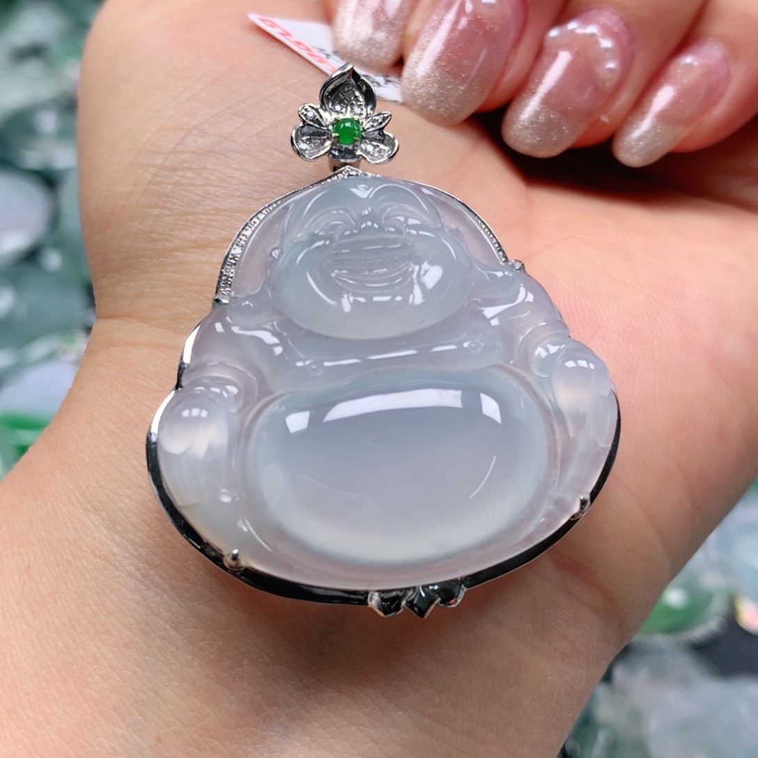 翡翠颈饰18K金镶嵌天然翡翠